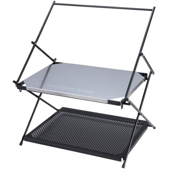 captainstag(キャプテンスタッグ) ステンレス ハンギングテーブル 2ダン アウトドアテーブル (uc0586)