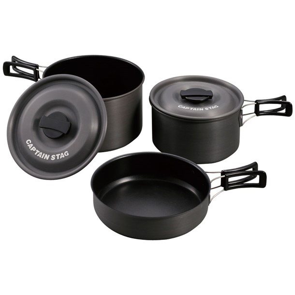 キャプテンスタッグ captainstag アルミクッカーMセット アウトドアグッズ (uh4204)