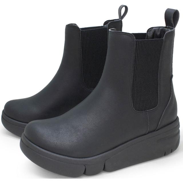 Re:getA(リゲッタ) 厚底軽量サイドゴアブーツ カジュアル シューズ (re163c-blk)