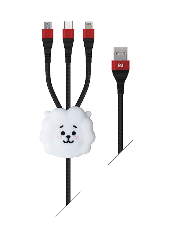 BT21 公式グッズ キャラクター 3way マルチケーブル 可愛い 3in1 充電 