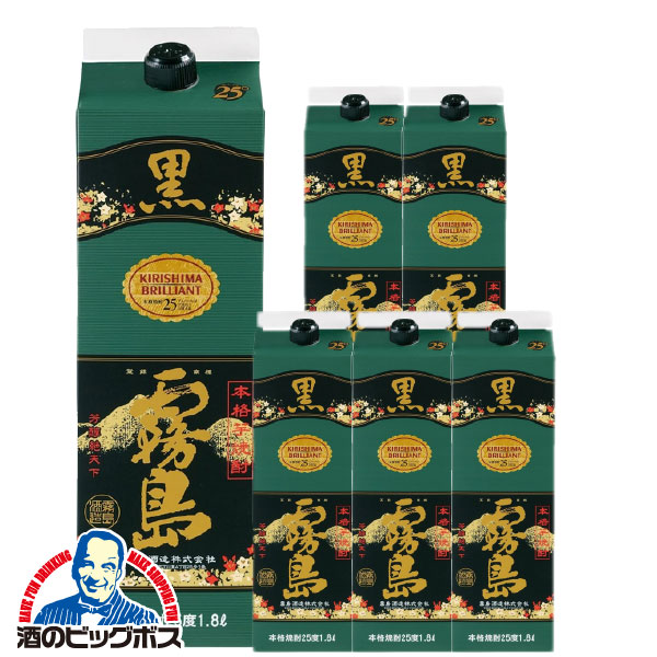 送料無料 黒霧島 くろきり 25度 1800mlパック×1ケース/6本(006)