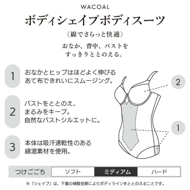 18%OFF ワコール ボディシェイプボディスーツ ボディスーツ 綿でさらっと快適 エバーシック(C D)ARA420