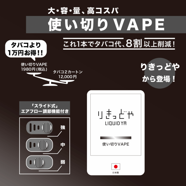 使い切りVAPE 大容量 高コスパ りきっどや 4000パフ | ベプログ 電子 