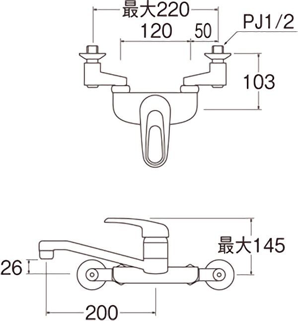 SANEI 壁付シングルレバー混合栓 一般地用 CK2710-3U-13 水栓金具