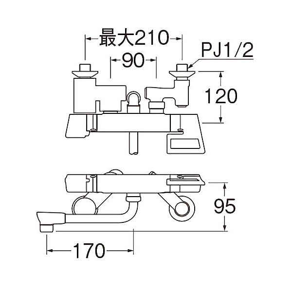 三栄 水栓金具 K51K-LH寒冷地ツーバルブ洗面混合栓 - 3