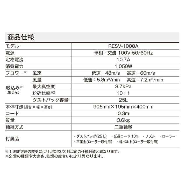 京セラインダストリアルツールズ ブロワバキューム RESV-1020 屋外用