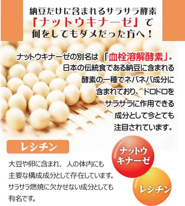 超熟生】ナットウキナーゼ＆レシチン 180粒 大容量6カ月分 1袋でナットウキナーゼ43200FU配合 納豆菌 納豆キナーゼサプリ  サラサラの通販はau PAY マーケット - 三共サプリ