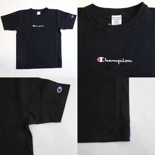 【champion REVERSE WEAVE】ロゴ刺繍Tシャツ黒SM23