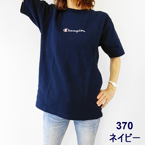 【champion REVERSE WEAVE】ロゴ刺繍Tシャツ黒SM23