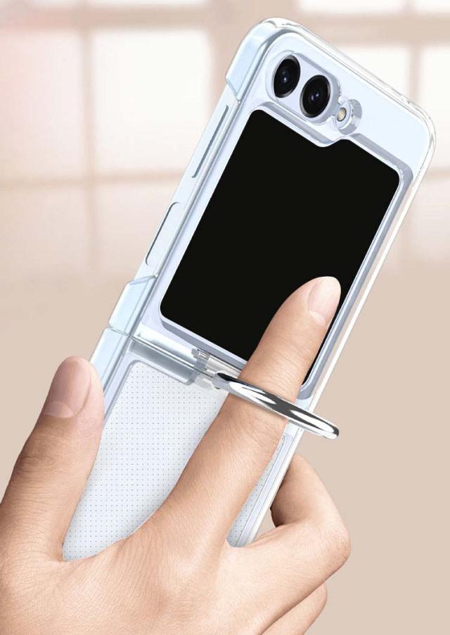 Galaxy Z Flip5 クリアケース カバー 折りたたみ型 透明 一体型リング