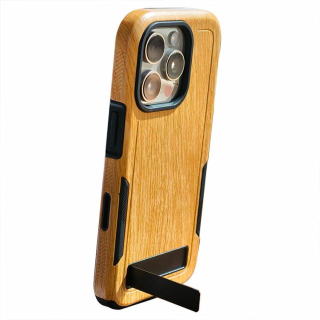 iPhone17 ケース 耐衝撃 カバー 木目調 スタンド機能 滑り防止 2