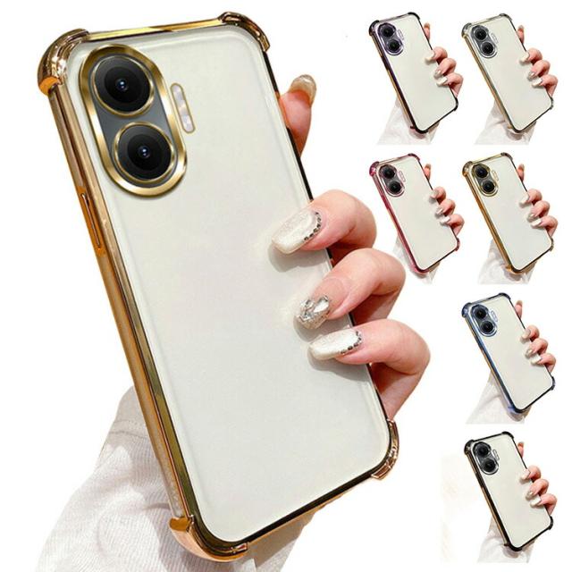 POCO F7 クリアケース 耐衝撃 カメラ保護あり カバー メッキ TPU 透明