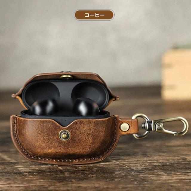 SONY WF-1000XM5 ケース PUレザー カバー ビンテージ風 シンプル