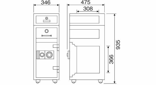 業務用 夜間投入庫 ダイヤル式 3段タイプ [P79-3] ダイヤセーフ 耐火 金庫 店舗 オフィス 貴重品 売上 管理者_1