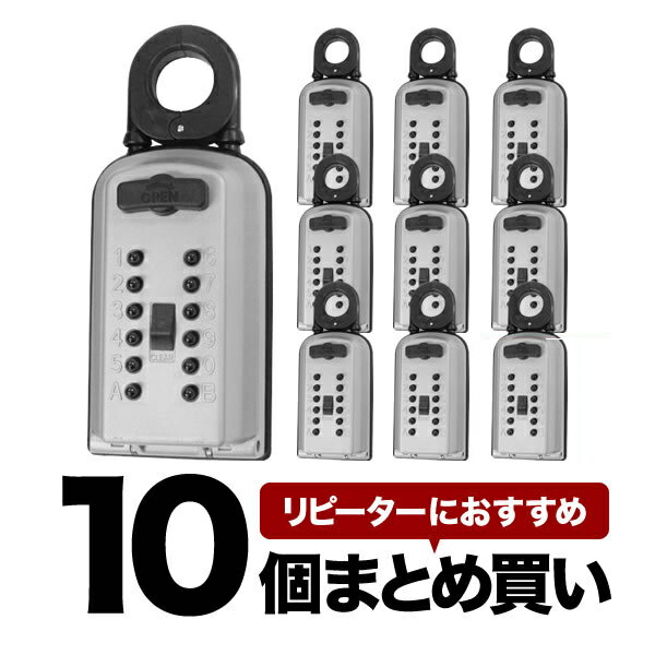 《 セット販売：10個 》キーボックス カギ番人 プラス [PC10] ケイデン 防犯 壁掛け 暗証番号 押しボタン式 頑丈 ステンレス