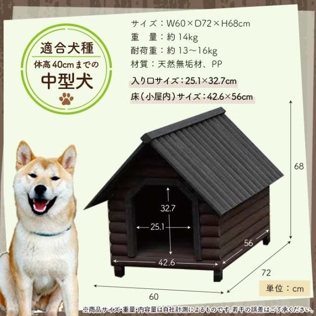 木製犬小屋 中型犬 幅60×奥行72×高68cm [YKL-600] 防水 ドッグハウス 屋内 屋外 ログハウス風 天然木  アジャスター付きの通販はau PAY マーケット - 防犯・防災グッズ通販所 | au PAY マーケット－通販サイト