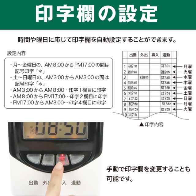 高機能タイムカードレコーダー 本体 [NX-19N] SIS カード付き 勤怠管理 集計 印字 多機能｜au PAY マーケット