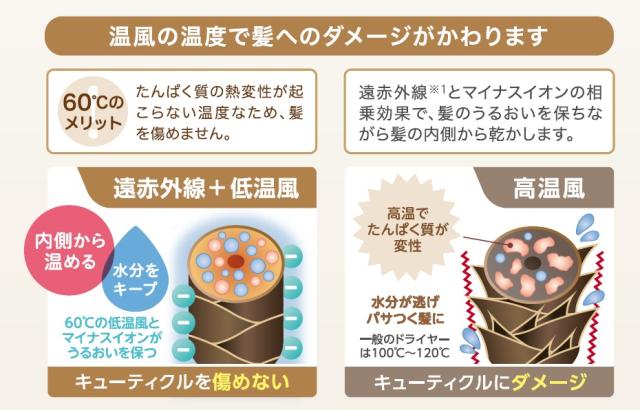 電磁波低減 ドライヤー [ZD-750] ゼンケン 大風量 速乾美容 ヘアケア 髪 60℃ 低温風 遠赤外線 ホワイト ピンク_2