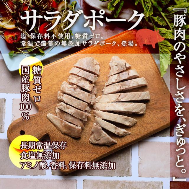 豚肉 糖質0ｇ(糖質ゼロ)のサラダポーク 100ｇ×200無添加 常温 まとめ買い 非常食 国産豚肉 薄味 味なし 食塩無添加 食塩不使用 保存食 レトルトおかず 真空パック 保存食 セット 防災グッズ 食物 送料無料_3