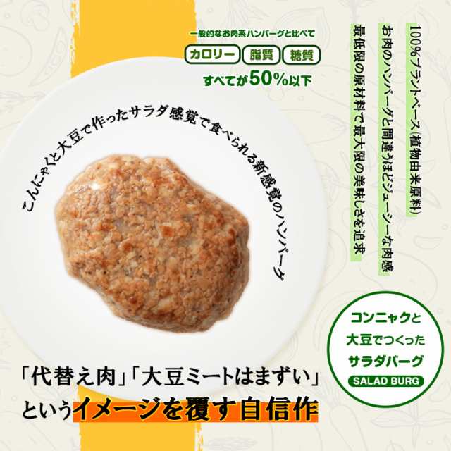 PAY　マーケット　ビーガン食品(ヴィーガン食品)　常温保存　大豆たんぱく加工品　大豆ミート　PAY　マーケット－通販サイト　ミート２１ショップ　プラントベース　90g×6　サラダバーグ　人工の通販はau　au　100%植物由来　代替肉