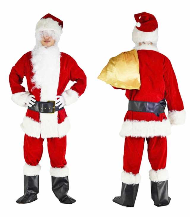 サンタクロース衣装 豪華10点セット コスプレ衣装 パーティー クリスマス Xmas 帽子 上着 ズボン かつら 白鬚 眼鏡 ベルト ブーツ 手袋 の通販はau Pay マーケット Gain Mart