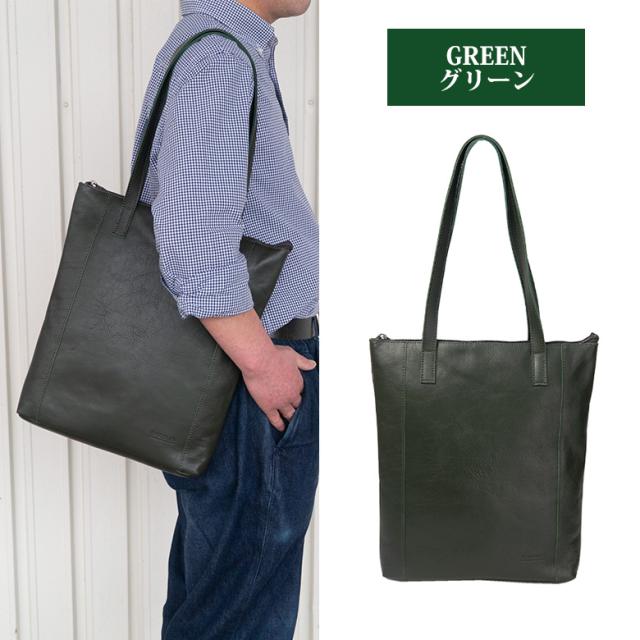 トートバッグ メンズ 本革 ah 縦長 ファスナー スリム 薄型 ブランド