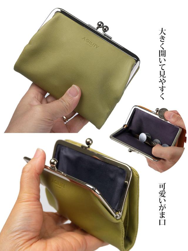 がま口財布 財布 レディース 本革 革 レザー 二つ折り財布