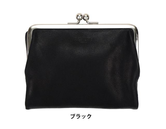 2つ折り財布/レザー/ブラック/レディース/がま口/ブランドロゴ