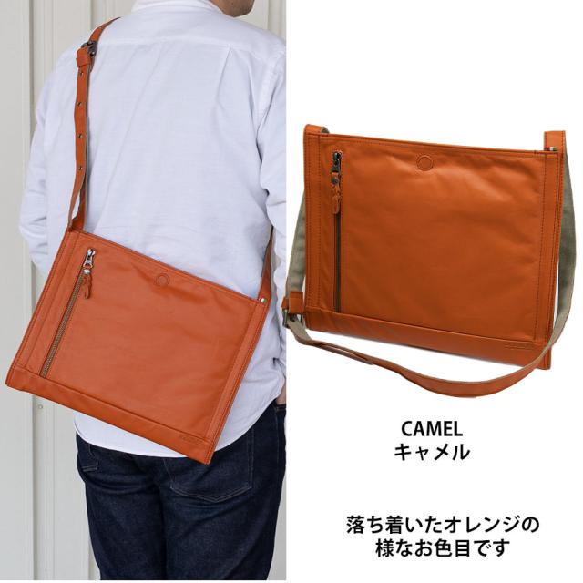 ショルダーバッグ メンズ サコッシュ 斜めがけ スリム 薄マチ 本革 革