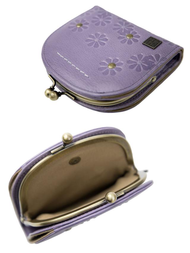 二つ折り財布 レディース 本革 革 レザー がま口財布 小銭入れ