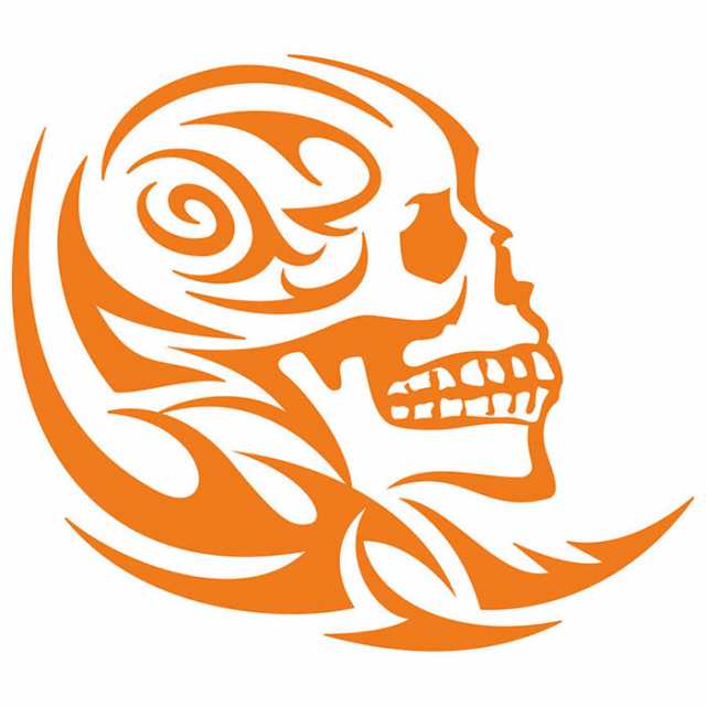 ドクロ スカル 死神 トライバル 7(右向き) サイズL カッティング