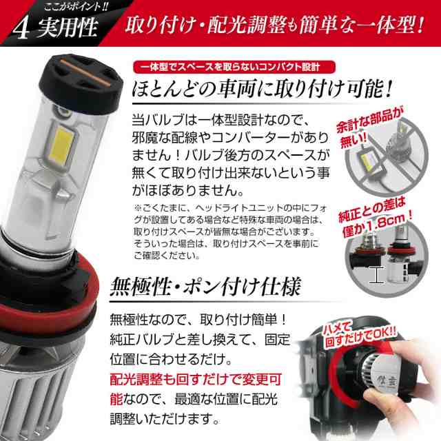 信玄 LED ヘッドライト フォグランプ H8 H9 H11 H16 一体型 - ライト