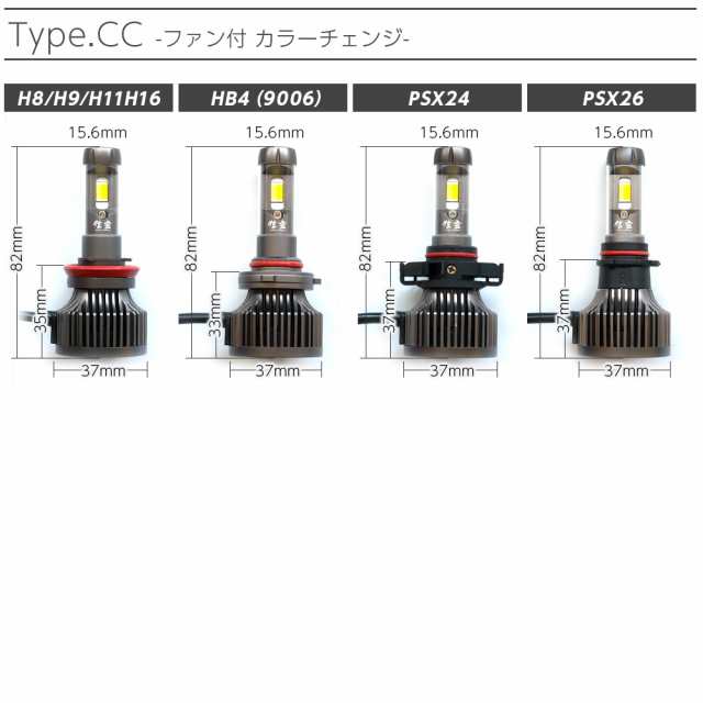 【2023年5月TypeAリニューアル】led ヘッドライト 最大9800lm 驚異の31800cd ファン付 ファンレス カラーチェンジ  選べるタイプ H4 H7 H8