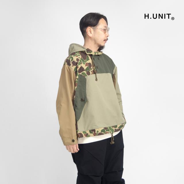 H.UNIT エイチユニット リップストップナイロン スイッチング アノラック フードジャケット 日本製 メンズの通販は