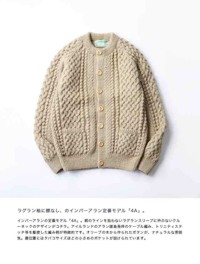 INVERALLAN インバーアラン 4A ARAN ハンドニットウールノーカラー ...