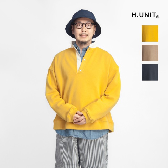 H.UNIT エイチユニット 30／7裏毛 スタンドカラー ヘンリーネックスウェット 日本製 メンズ