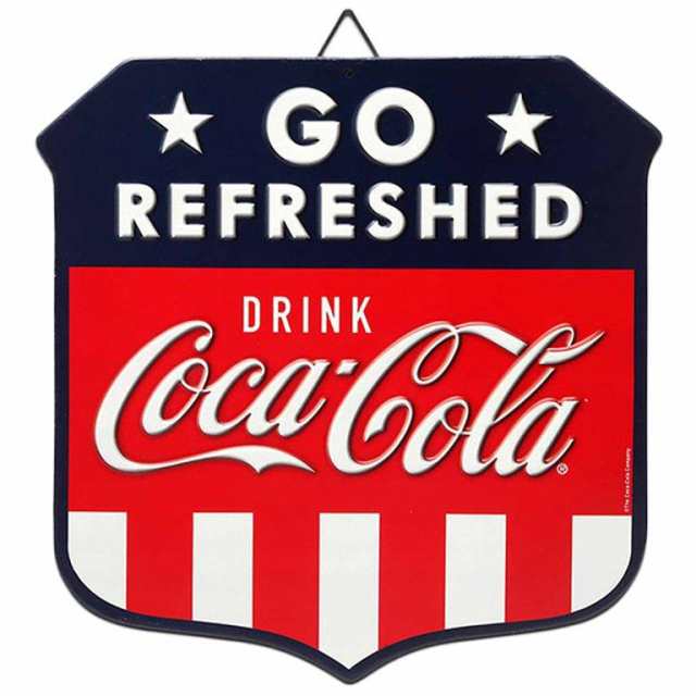 コカコーラ ブリキ看板COCA COLA GO REFRESHED STRIPED の通販はau PAY