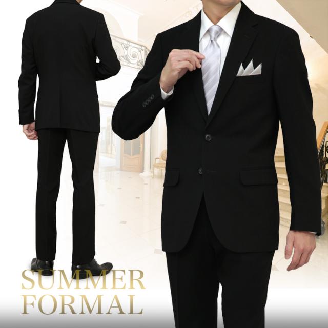 【13時までのご注文で当日発送】漆黒 礼服 喪服 ブラック サマーフォーマル スーツ スリム ノータック ウエストアジャスター付 清涼 春夏 メンズ 2つボタン 冠婚葬祭 濃染加工 漆黒 即日出荷 テーラバック付属_5