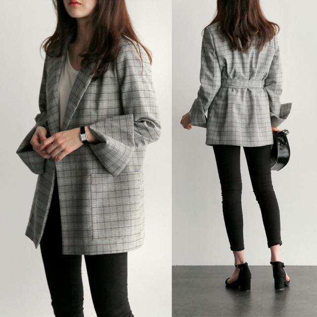 LAZA ジャケット レディース 長袖 チェック柄 スーツジャケット