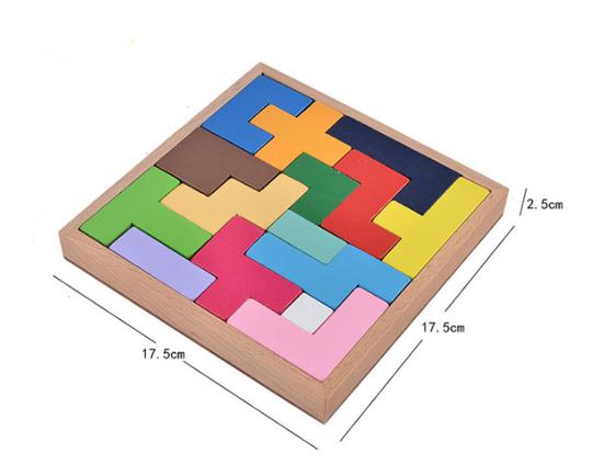 LAZA 木製知育玩具 形合わせ パズル 立体 テトリス ブロック