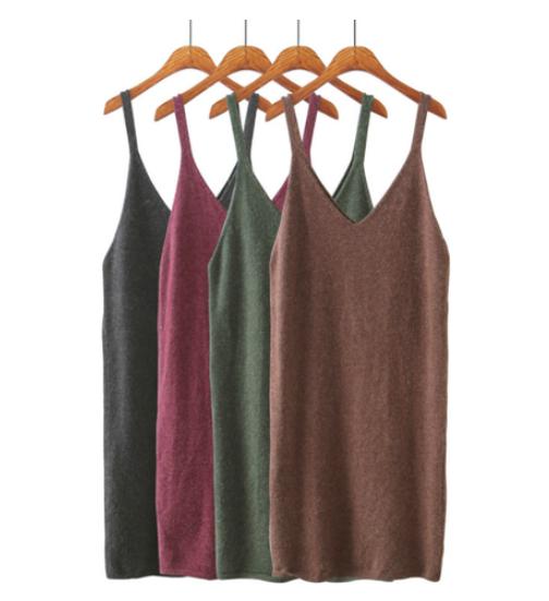 Laza 上品 緑 モスグリーン キャミワンピース 無地 Iライン キャミ ニット 秋 冬 春 ひざ丈 ワンピースの通販はau Pay マーケット Tripstore