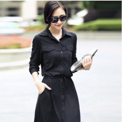 LAZA 【ブラック】ロングシャツワンピース レディース 無地