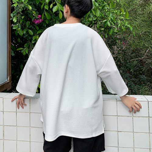 LAZA 【白・XL】 メンズ Tシャツ ビッグシルエット 大きいサイズ