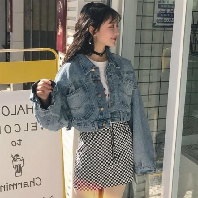 LAZA 【ライトブルー】デニム ジャケット ショート丈 かわいい
