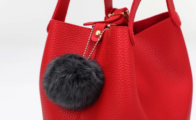 LAZA レディース PUレザー 赤 ミニ バケツ型 トートバッグ コロン