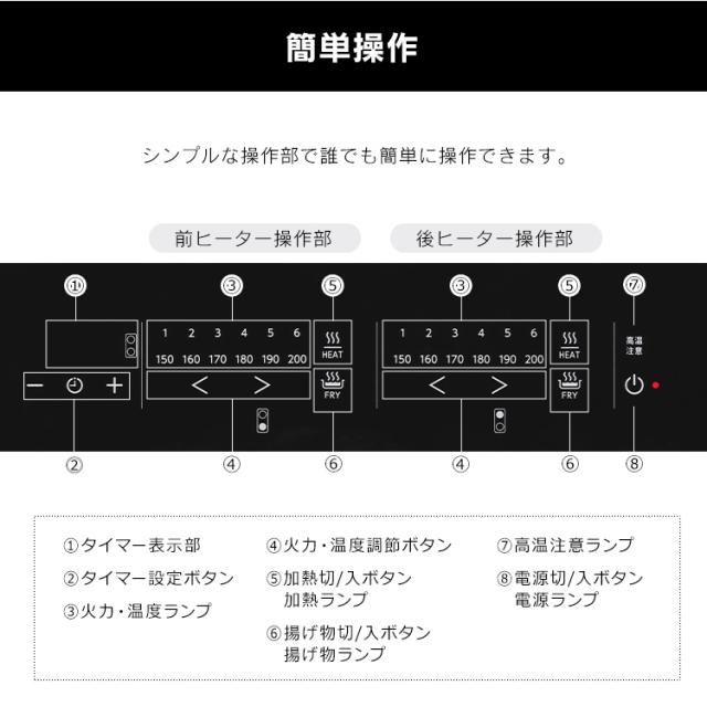 IHクッキングヒーター IH 2口 2口ビルトインIH デザインタイプ IHC-BFL221-B ブラック 幅32cm 200V IHコンロ コンロ クッキングヒーター IHヒーター ビルトイン 2口コンロ 工事 電気 キッチン家電 調理 タイマー 新生活 アイリスオーヤマ 送料無料_7