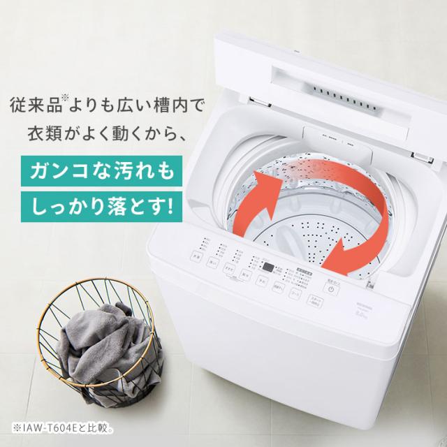 洗濯機 6kg 縦 コンパクト 小型 ひとり暮らし 単身赴任 新生活 シンプル 幅56.7cm 奥行54.9cm 高さ89.3cm 省スペース タイマー 節水 節電 部屋干し アイリスオーヤマ 送料無料_3