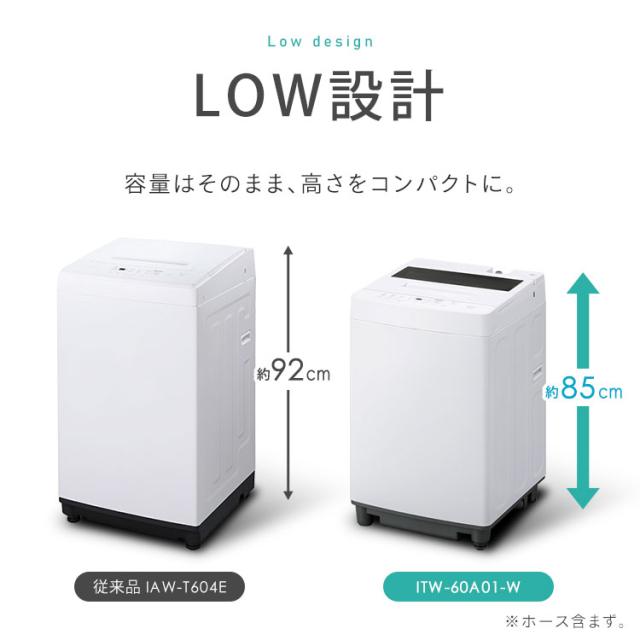 洗濯機 6kg 縦 コンパクト 小型 ひとり暮らし 単身赴任 新生活 シンプル 幅56.7cm 奥行54.9cm 高さ89.3cm 省スペース タイマー 節水 節電 部屋干し アイリスオーヤマ 送料無料_5