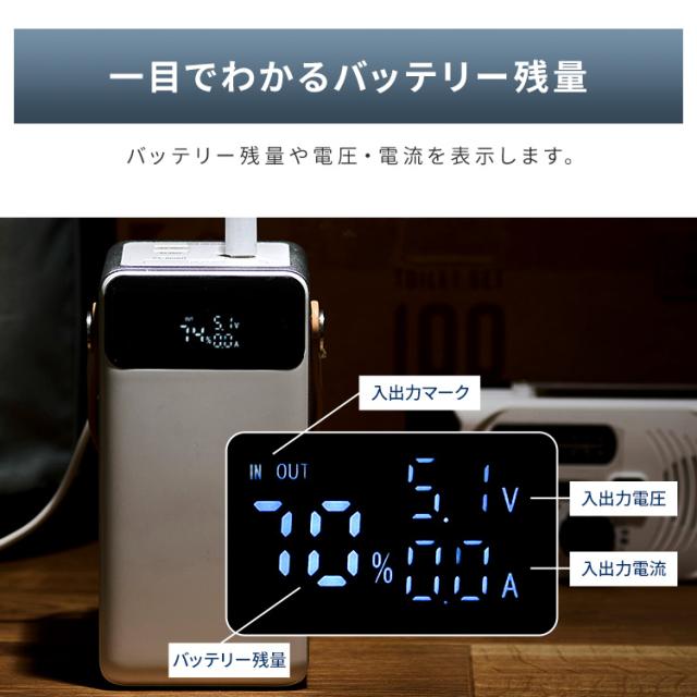 モバイルバッテリー 大容量 持ち運び充電器 バッテリーステーション IBT-A60100-W アイリスオーヤマ 60000mAh キャンプ 車中泊 防災グッズ LEDランタン 防水 コンパクト モバイル充電器 Type-C Type-A USB 持ち運び 充電器 スマホ充電 送料無料_7