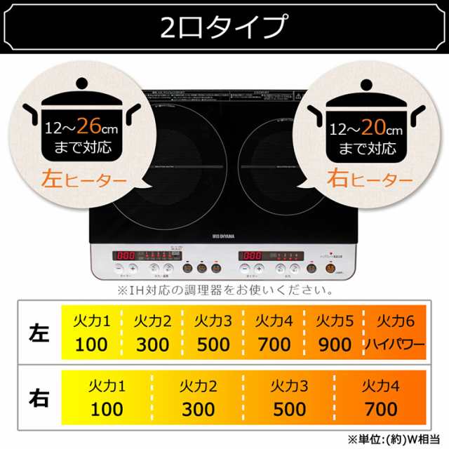 Ihクッキングヒーター 2口 2口ihコンロ おすすめ 安い 簡単 100v コンロ 脚付 Ih調理器 工事不要 Ihk W12s B アイリスオーヤマの通販はau Pay マーケット ウエノ電器 Au Payマーケット店